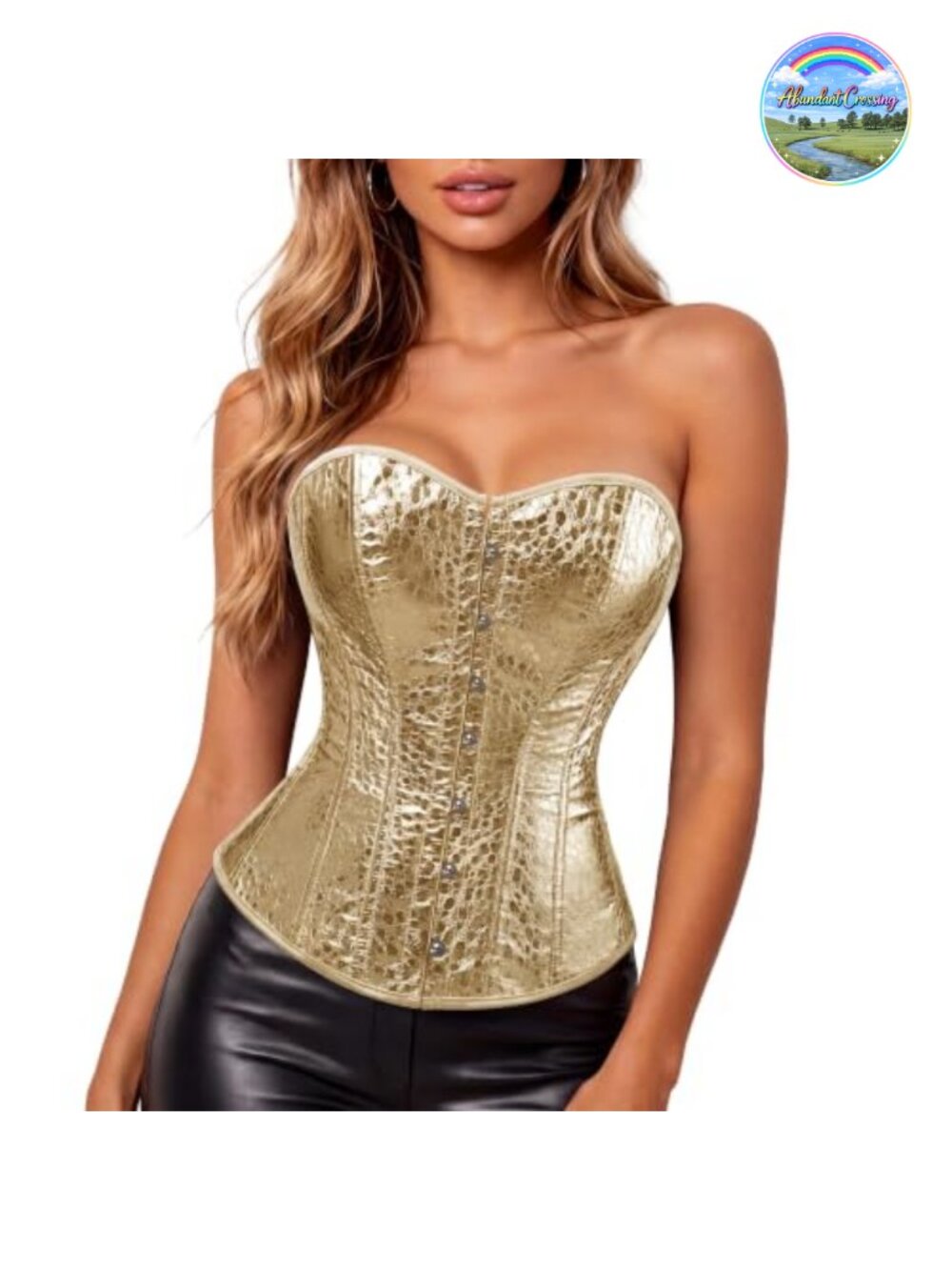 Women's Faux Leather Corset Top Steampunk Gothic Bustier Lace-Up Back